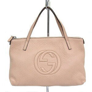Gucci Soho top handle tote bag pink pebbled leather